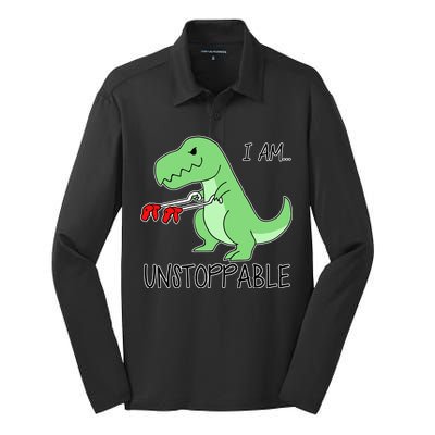 I Am Unstoppable Dinosaur Silk Touch Performance Long Sleeve Polo