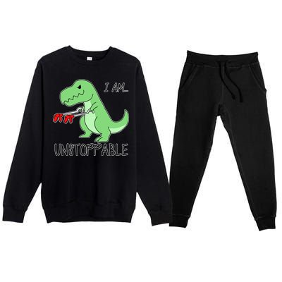 I Am Unstoppable Dinosaur Premium Crewneck Sweatsuit Set