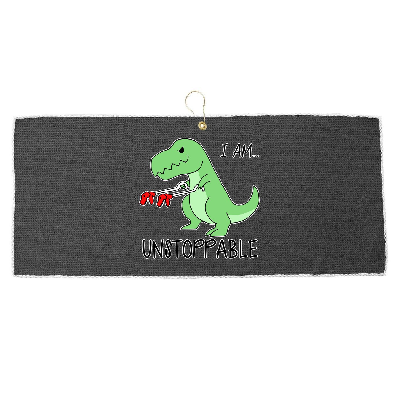 I Am Unstoppable Dinosaur Large Microfiber Waffle Golf Towel