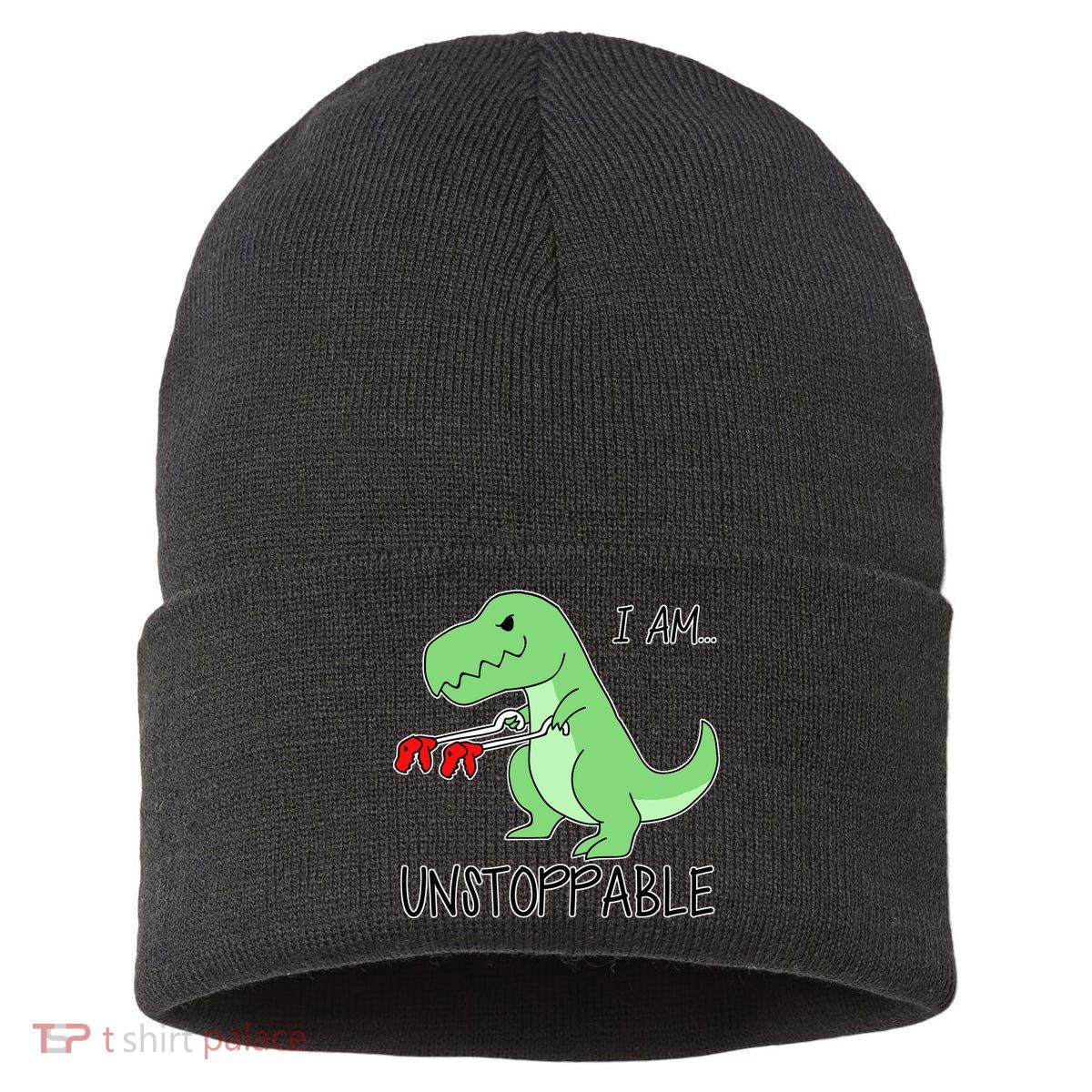 I Am Unstoppable Dinosaur Sustainable Knit Beanie