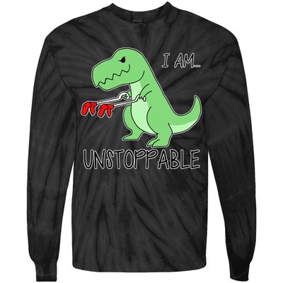 I Am Unstoppable Dinosaur Tie-Dye Long Sleeve Shirt