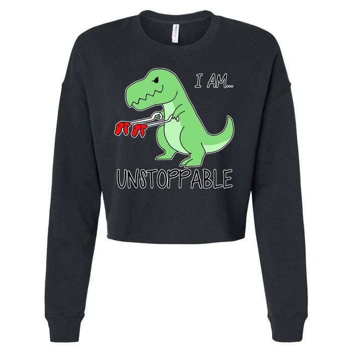 I Am Unstoppable Dinosaur Cropped Pullover Crew