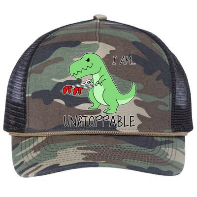 I Am Unstoppable Dinosaur Retro Rope Trucker Hat Cap