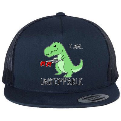 I Am Unstoppable Dinosaur Flat Bill Trucker Hat