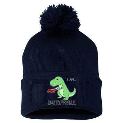 I Am Unstoppable Dinosaur Pom Pom 12in Knit Beanie