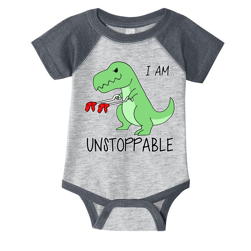 I Am Unstoppable Dinosaur Infant Baby Jersey Bodysuit