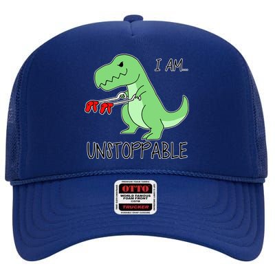 I Am Unstoppable Dinosaur High Crown Mesh Back Trucker Hat