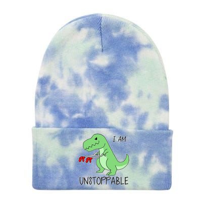 I Am Unstoppable Dinosaur Tie Dye 12in Knit Beanie