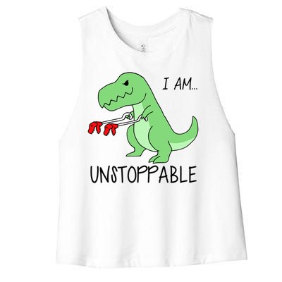 I Am Unstoppable Dinosaur Women's Racerback Cropped Tank