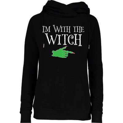 I Am With The Witch  Womens Funnel Neck Pullover Hood