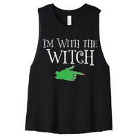 I Am With The Witch  Women's Racerback Cropped Tank