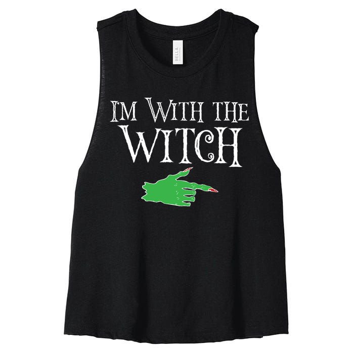 I Am With The Witch  Women's Racerback Cropped Tank