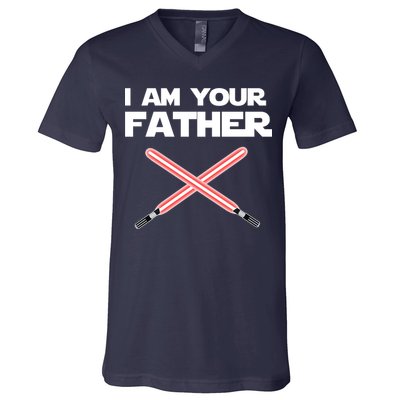 I Am Your Father Dad Lightsaber V-Neck T-Shirt