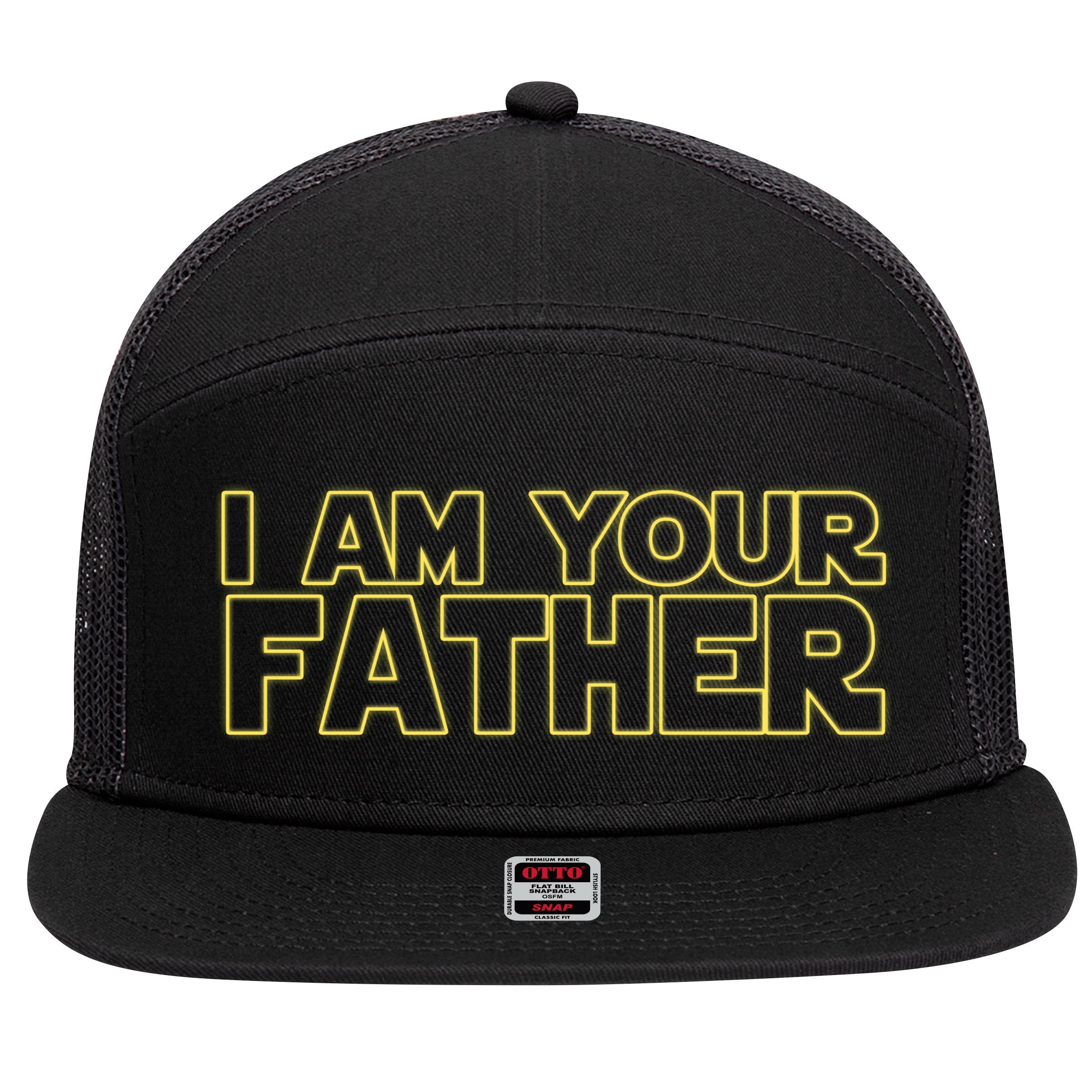 I Am Your Father Funny Dad Parody 7 Panel Mesh Trucker Snapback Hat