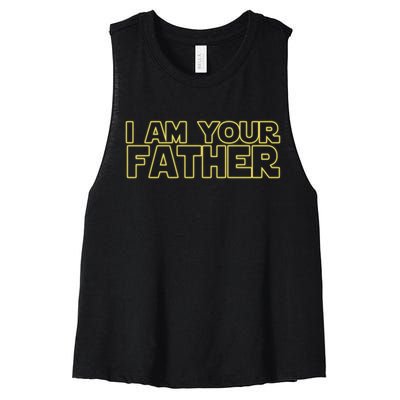 I Am Your Father Funny Dad Parody Women's Racerback Cropped Tank