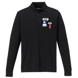 I Am Your Father Retro Floppy Disk USB Performance Long Sleeve Polo