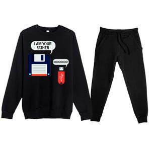 I Am Your Father Retro Floppy Disk USB Premium Crewneck Sweatsuit Set