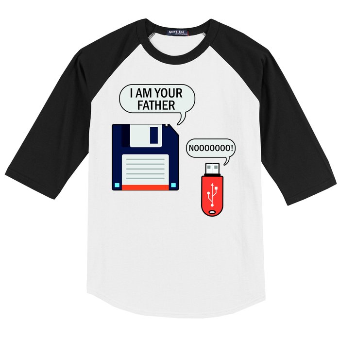 I Am Your Father Retro Floppy Disk USB Baseball Sleeve Shirt