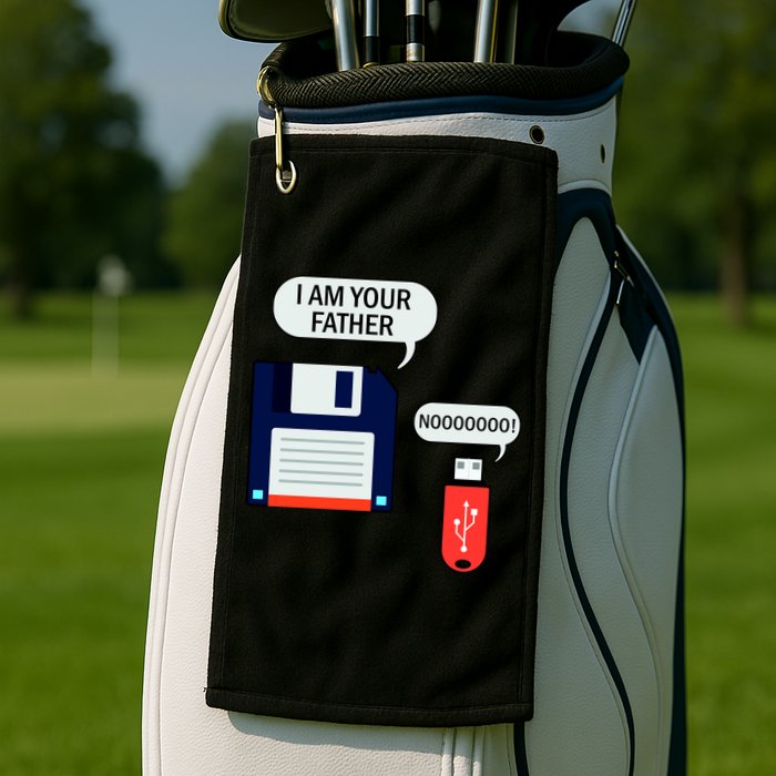 I Am Your Father Retro Floppy Disk USB Golf Towel
