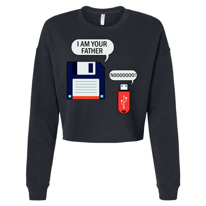I Am Your Father Retro Floppy Disk USB Cropped Pullover Crew