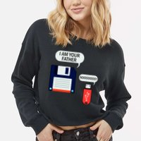 I Am Your Father Retro Floppy Disk USB Cropped Pullover Crew