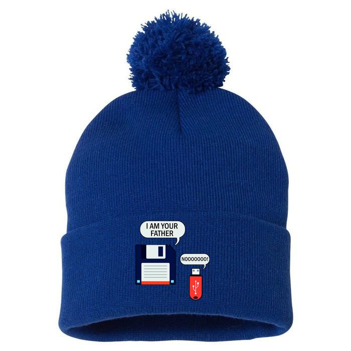 I Am Your Father Retro Floppy Disk USB Pom Pom 12in Knit Beanie