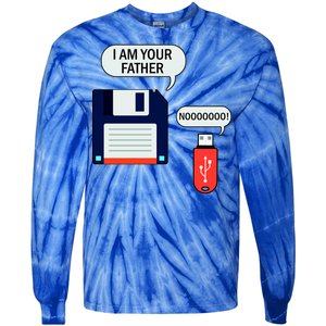 I Am Your Father Retro Floppy Disk USB Tie-Dye Long Sleeve Shirt