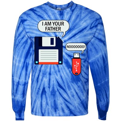 I Am Your Father Retro Floppy Disk USB Tie-Dye Long Sleeve Shirt