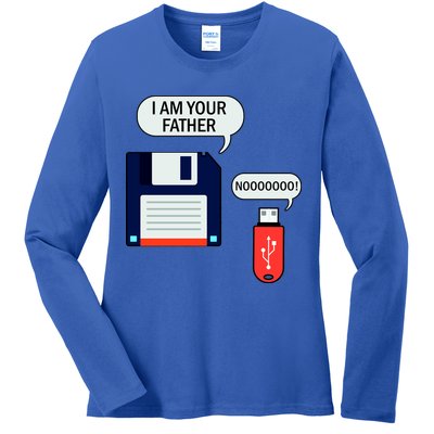 I Am Your Father Retro Floppy Disk USB Ladies Long Sleeve Shirt