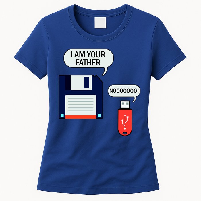 I Am Your Father Retro Floppy Disk USB Womens T-Shirt