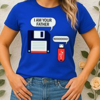 I Am Your Father Retro Floppy Disk USB Womens T-Shirt