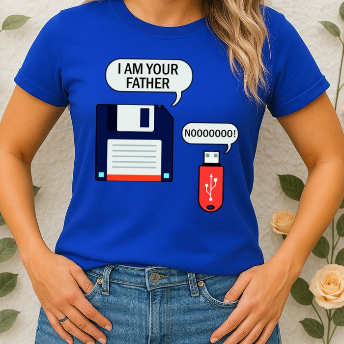 I Am Your Father Retro Floppy Disk USB Womens T-Shirt