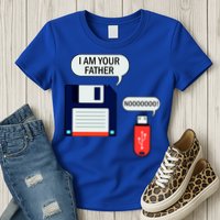 I Am Your Father Retro Floppy Disk USB Womens T-Shirt
