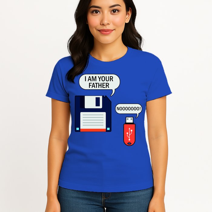 I Am Your Father Retro Floppy Disk USB Womens T-Shirt