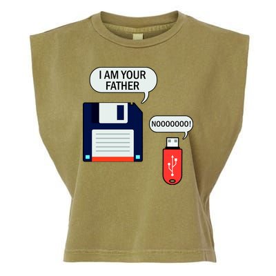 I Am Your Father Retro Floppy Disk USB Garment-Dyed Women's Muscle Tee