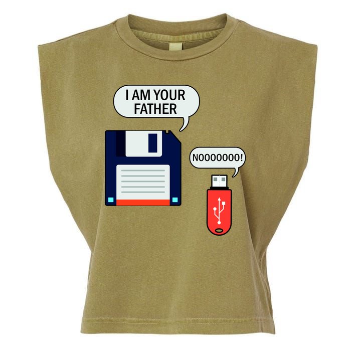 I Am Your Father Retro Floppy Disk USB Garment-Dyed Women's Muscle Tee