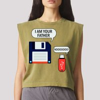 I Am Your Father Retro Floppy Disk USB Garment-Dyed Women's Muscle Tee