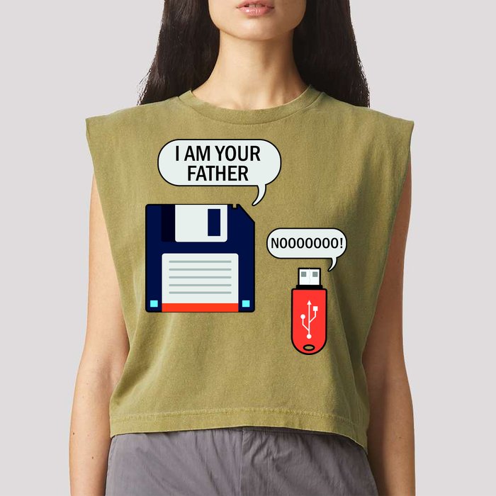 I Am Your Father Retro Floppy Disk USB Garment-Dyed Women's Muscle Tee