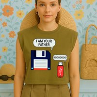 I Am Your Father Retro Floppy Disk USB Garment-Dyed Women's Muscle Tee