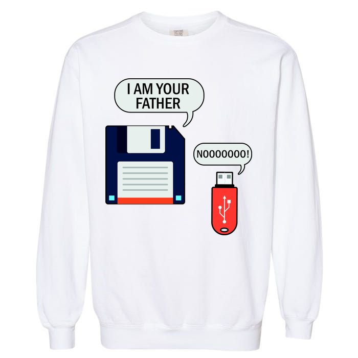 I Am Your Father Retro Floppy Disk USB Garment-Dyed Sweatshirt