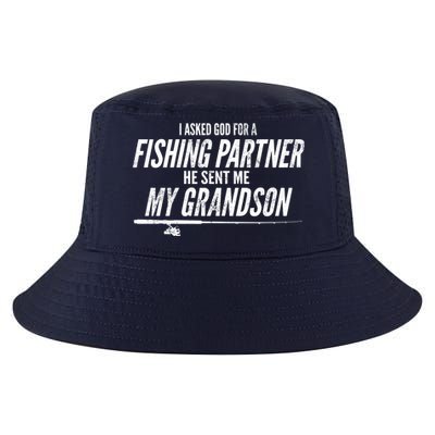 I Ask God For A Fishing Partner He Sent Me My Grandson Cool Comfort Performance Bucket Hat