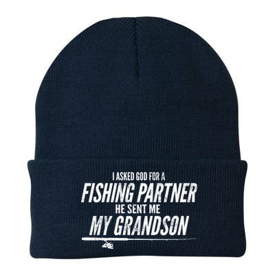 I Ask God For A Fishing Partner He Sent Me My Grandson Knit Cap Winter Beanie