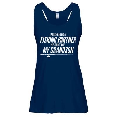 I Ask God For A Fishing Partner He Sent Me My Grandson Ladies Essential Flowy Tank