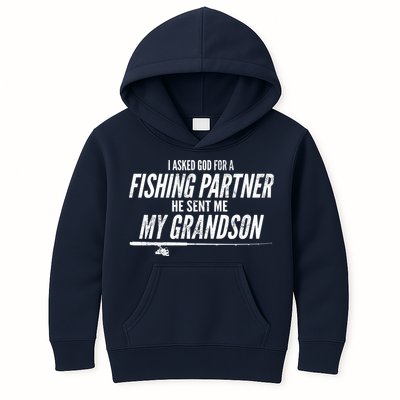 I Ask God For A Fishing Partner He Sent Me My Grandson Kids Hoodie