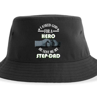 I Asked God For A Hero He Sent Me My Step-Dad Sustainable Bucket Hat