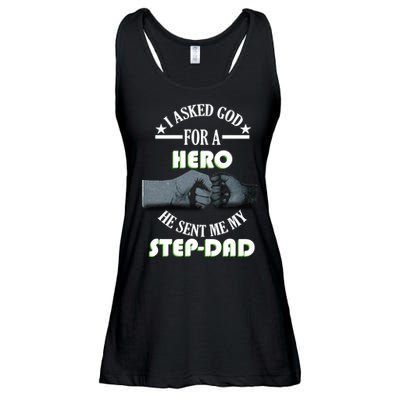 I Asked God For A Hero He Sent Me My Step-Dad Ladies Essential Flowy Tank