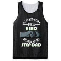 I Asked God For A Hero He Sent Me My Step-Dad Mesh Reversible Basketball Jersey Tank