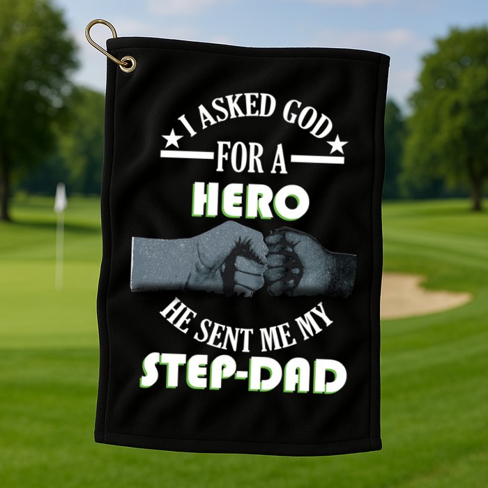 I Asked God For A Hero He Sent Me My Step-Dad Golf Towel