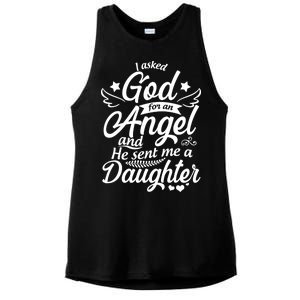 I Asked God For An Angel And He Sent Me A Daughter Ladies PosiCharge Tri-Blend Wicking Tank