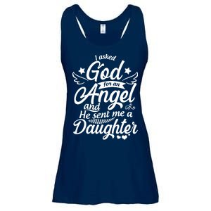 I Asked God For An Angel And He Sent Me A Daughter Ladies Essential Flowy Tank